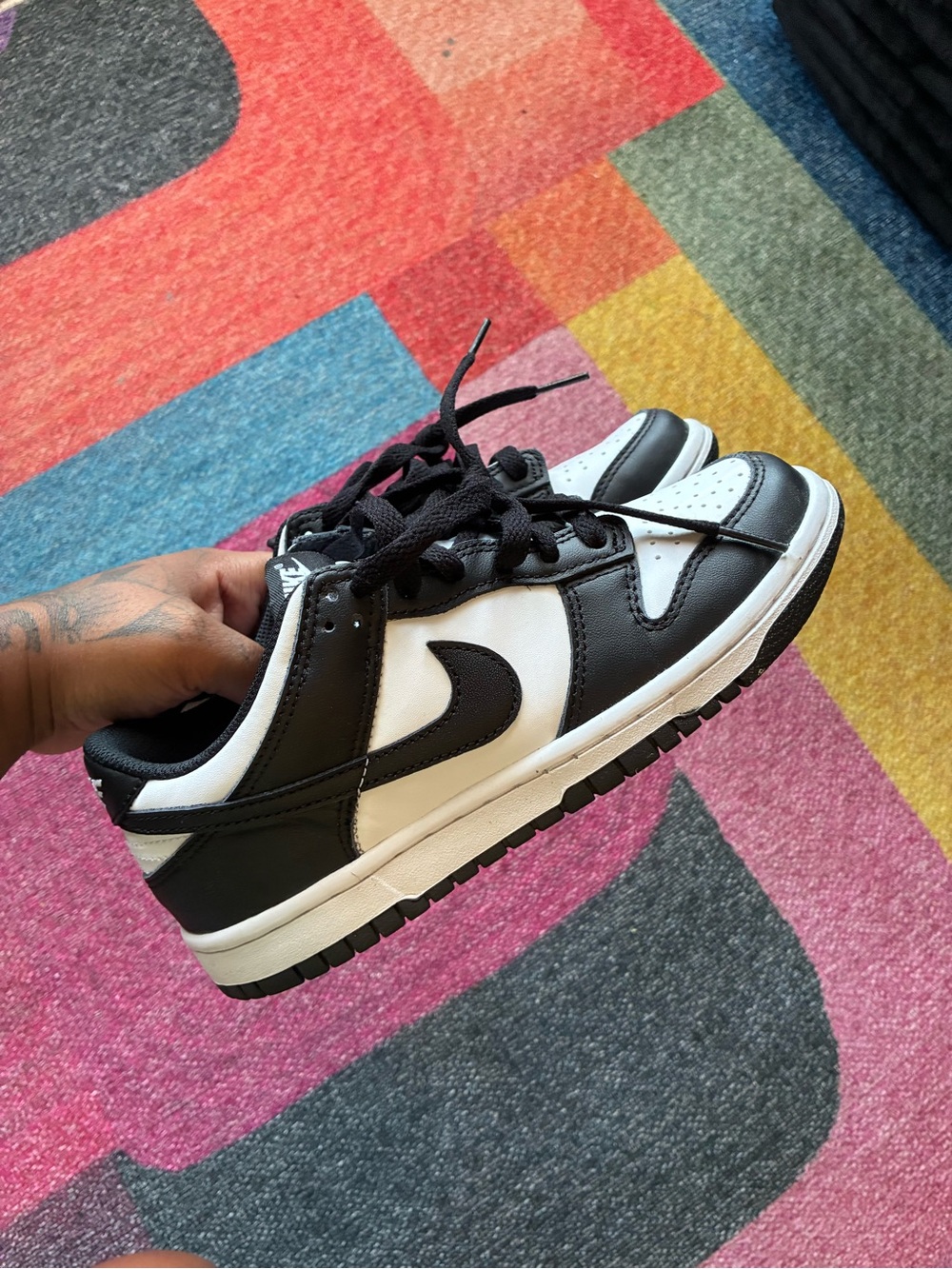 Nike Kids Black and White Low-Top Sneakers | PANDA DUNKS
